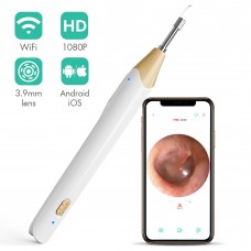 Digital Otoscope WiFi Earpick Camera Visual Endoscope, Ear Scope with 19 Ear Cleaner Tools for iOS, Android - 100E